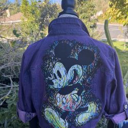 Women's "Mickey" 3/4 Sleeve Purple Denim Jacket XL