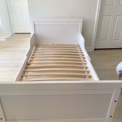 Twin Bed White Extendable 