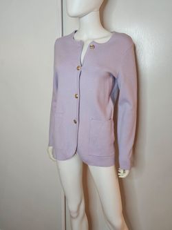 NWT Marled Light Lavender Gold Button-Front Knit Long Sleeve Cardigan Size XS