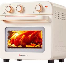HAUSWIRT Air Fryer Toaster Oven Combo K3, Retro Convection Oven Countertop, 19QT 4-slices or 10" Pizza, Bake Toast Broil Air Fry, 1250W Rapid Heating,
