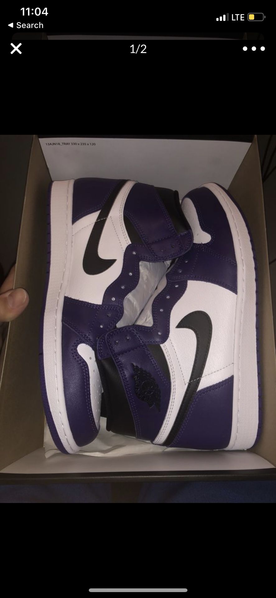 Jordan 1 high og court purple 2.0 size 11.5