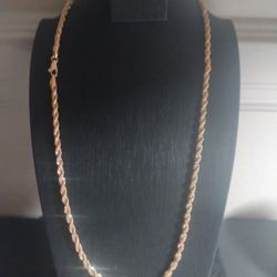 18K Italian Gold Filled 20,22,24 Available Inch 4mn Diamond Cut Rope Chain 