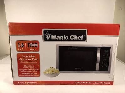 Magic Chef 1.6 Cu. Ft. Countertop Microwave Stainless Steel Gray HMM1611ST2