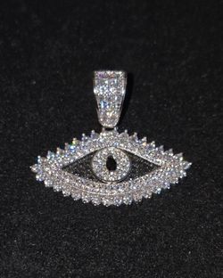 Silver Evil Eye Pendant Moissanite