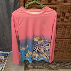 Guy Harvey Womens Sun Protection Shirt Pink With Fish Preowned Size Small 