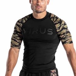 VIRUS VP OH S/S Rashguard Black/Jungle Camo Shirt Size M