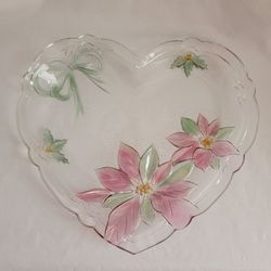 Savoir Vivre Heart Glass Platter Holiday Spirit / Christmas Platter