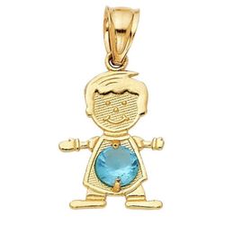 14k Real Yellow Gold December Birthstone CZ Boy Charm Pendant | birthday gift | November Birthstone | Tehrani Jewelry | Fine Jewelry |
