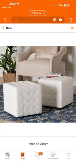 Baxton Studio- Siskal White Accent Ottoman (Set of 2)