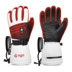 SAVIOR HEAT Heated Ski Gloves 2.0 for Men Women 7.4V 3000mAh Fast Charging Electric Rechargable Batteries 3M Thinsulate Waterproof Touchscreen Bluetoo