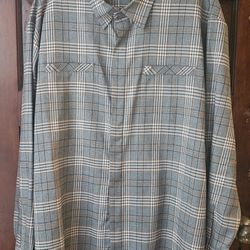 Stacy Adams Mens Shirt XXL Long Sleeve Gray Plaid Collar Button Up Office Casual