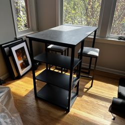 Small Kitchen Table With Shelving  &  Chairs