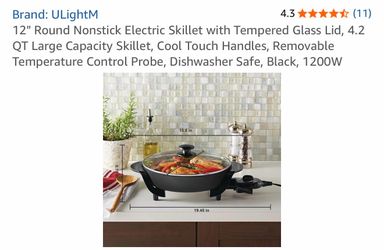 ULightM 12" Electric Skillet with Glass Lid - Works Great