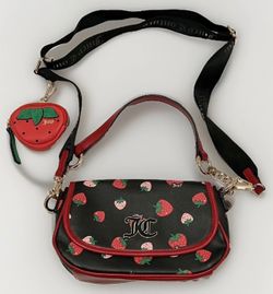 Juicy Couture Sweet N Juicy Strawberry Black Liquorice Flap Shoulder Handbag - RARE!
