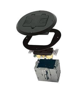 RACO 6239BK Floor Kit with Recessed Duplex 15A TR Device and Adjustable Steel Box, 1-Gang, Black