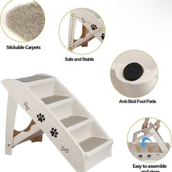 Foldable Pet Dog Stairs/Steps for Small Pet Dog/Cat, Safe and Durable Pet Ramp Stairs with Non-Slip Pads, for High Beds, Sofa, Car