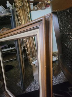 Vintage Wooden Canvas Art Frame with Fabric Liner - Mid Century Modern
