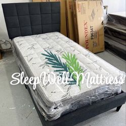 Twin Sir Bed Frame With Pillow Top Mattress Included 