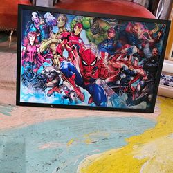 Marvel Heroes & Villains Lenticular Wall Decor 28.5x19 great condition