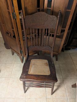 Antique Wood Chair with Cane Seat