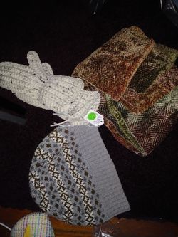 3 piece set hat fleece long scarf and gloves