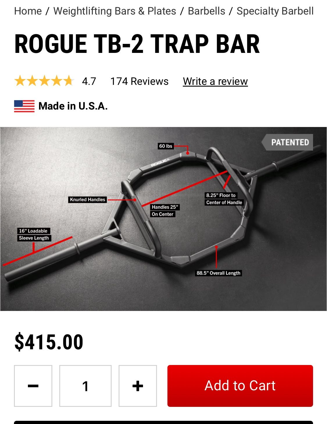 Rogue TB 2 Trap bar - Rogue Box Squat Box - & ROGUE Floor Glute