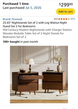 Nightstands Set of 2 with Leg Walnut Night Stand Set 2 for Bedrooms