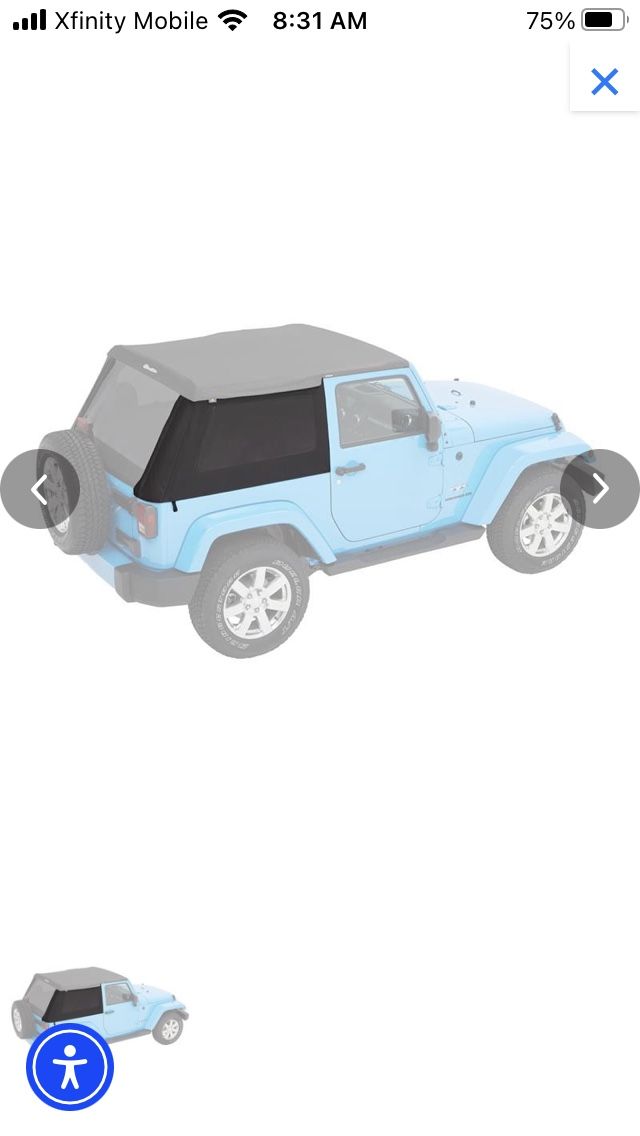 Jeep Wrangler BESTOP PASSENGER SIDE WINDOW - JK 2-DOOR TREKTOP GLIDE - BLACK DIAMOND