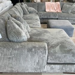 Ashley Furniture Lindyn Fog Gray Corduroy Sectional Couch W Chaise 🌟 Fast Delivery 👉 PLEASE ASK FOR JON GREEN WHEN YOU ARRIVE!