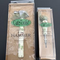 NEW CuteTools Hand-Painted Hammer & 4-in-1 Screwdriver Set – Moose Design – New in Box
