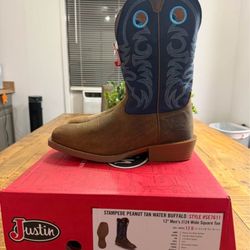 Justin Men's Stampede Muley Square Toe Western Boots,   Size 12