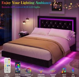 FULL FLOATING BED FRAME WITH BLACK BEAUTIFUL HEADBOARD📣MATTRESS NOT INCLUDED 👇CROSSROADS 👇