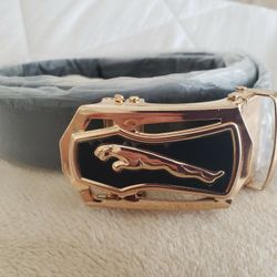 Men's Belt With Gold Buckle And Black Color.110cm