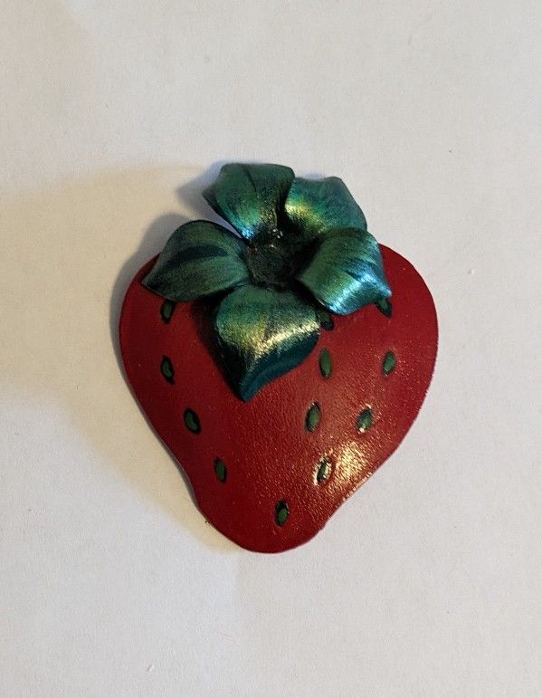 Strawberry Brooch Pin 2 1/4" Height 2" Width