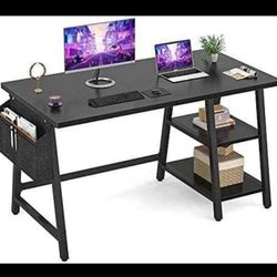Computer Desk 47 Inch Desk with Reversible Storage Shelf Large Writing Study Table with Storage Bag