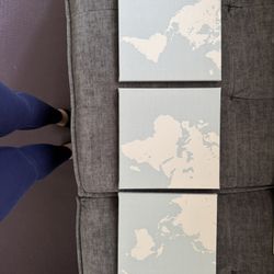 Set of 3 IKEA Map Canvases – Neutral Wall Art