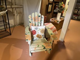 Floral Painted Adirondack Rocking Chair