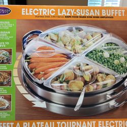 Nostalgia Electrics Cordless Lazy Susan | Buffet Server - use 3 different ways. New old stock in box