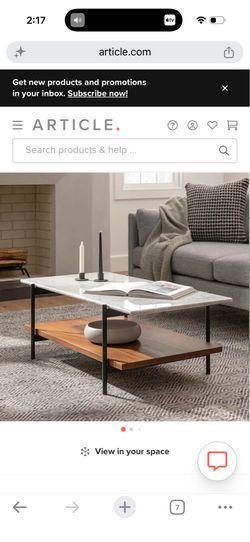Article-Agotu 44" Marble Coffee Table - Walnut