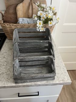 Set of three wood wall baskets $15