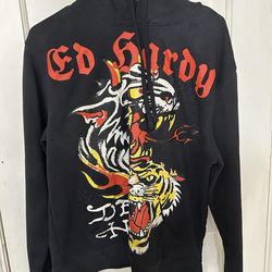 Ed Hardy Tiger & Wolf Graphic Hoodie – Black (Men’s)size S