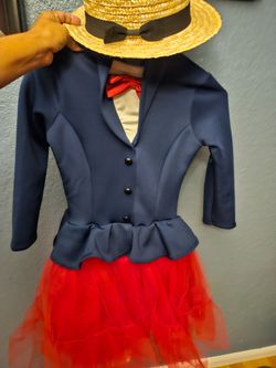 Mary Poppins Halloween Costume with Hat girl- large
