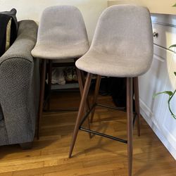 2 Light Grey Bar Stools