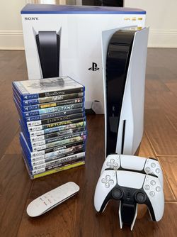 Sony PlayStation 5 Console Bundle — Disc Edition + 2 Controllers + Media Remote + 16 Games!