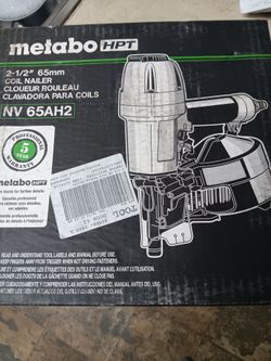 metabo 2-1/2 in coil nail gun brand new in sealed box with metabo 2" box of nails brand new in sealed box