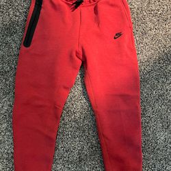red nike tech fleece pants adult small