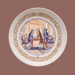 Vintage D'Arceau Limoges Plate | Secret Contract - Marquis de Lafayette and Silas Deane