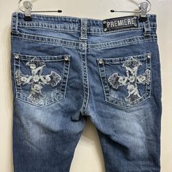 Premiere Embellished Boot Cut Jeans Size 7/8 Regular