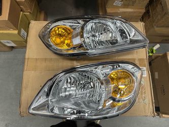05-10 Chevy Cobalt/ 07-10 Pontiac G5 Headlights; Chrome Housing With Amber Corners