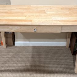 Unfinished Wooden Desk Table with Drawer